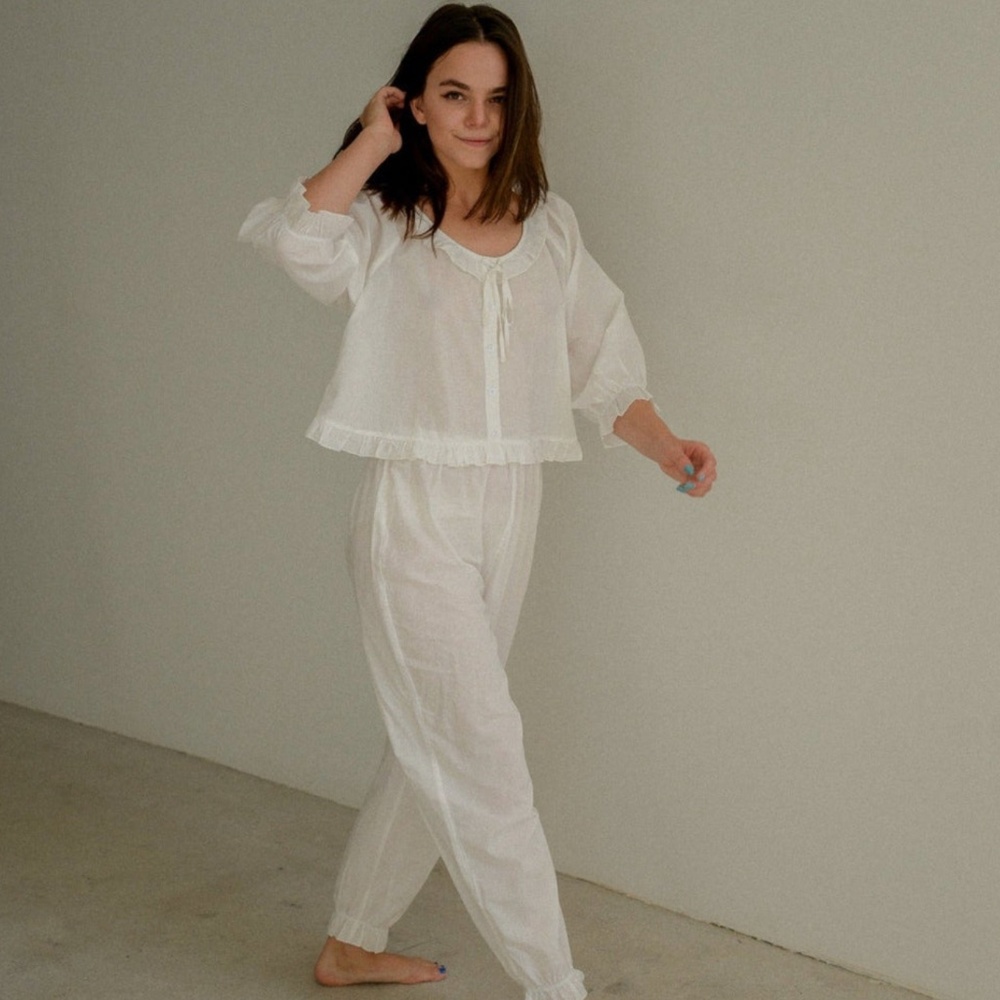 Sonderhaus Lightweight Cotton Pants NWT Small White Pull On